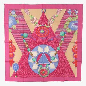 Hermes Carre 90 Tibet II 2 Silk Pink Scarf 0217